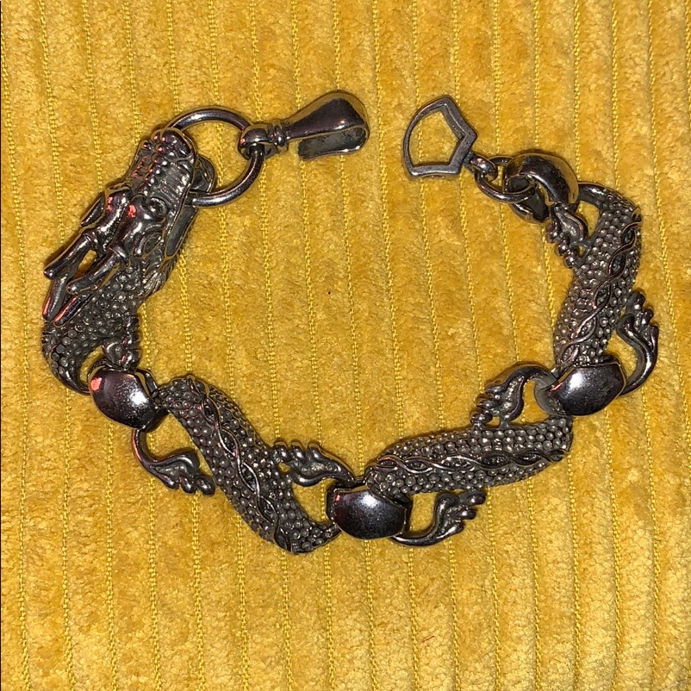 Vtg Sterling silver dragon bracelet
